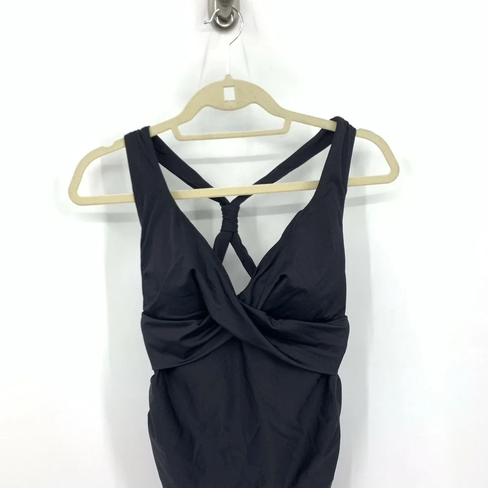 L.L. Bean Black One-Piece Twist Front Swimsuit
